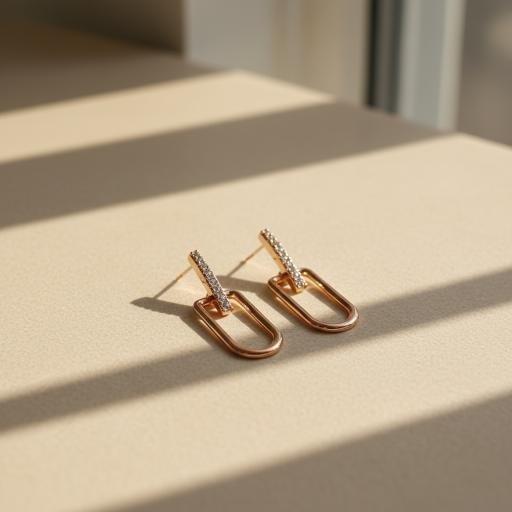 Paper Clip Earrings - Rose Gold